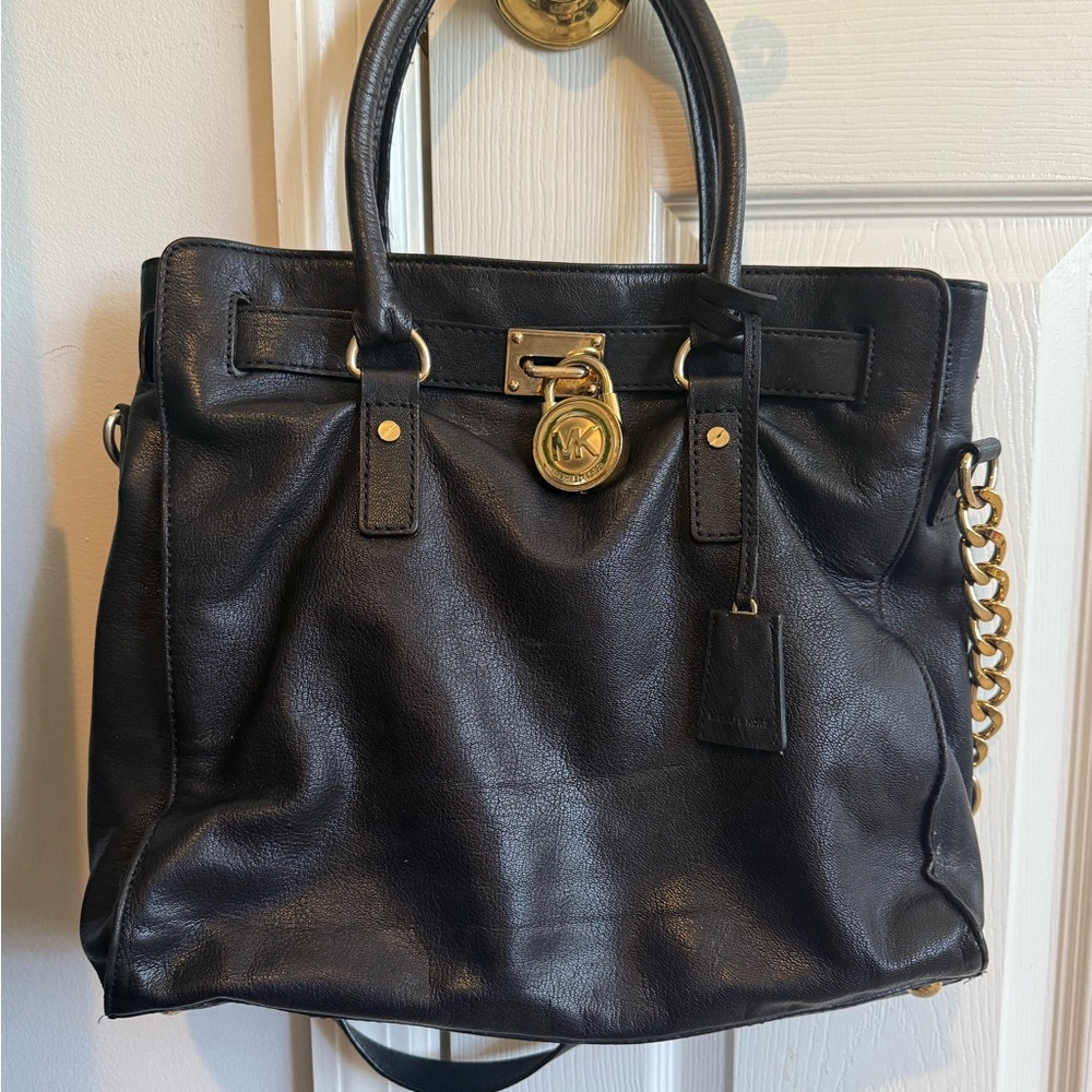 Michael Kors Black Leather Tote Bag